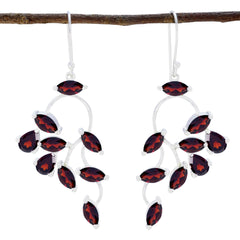 Eliza Red Edgy multiple Dangle Earring Garnet Red Dangle