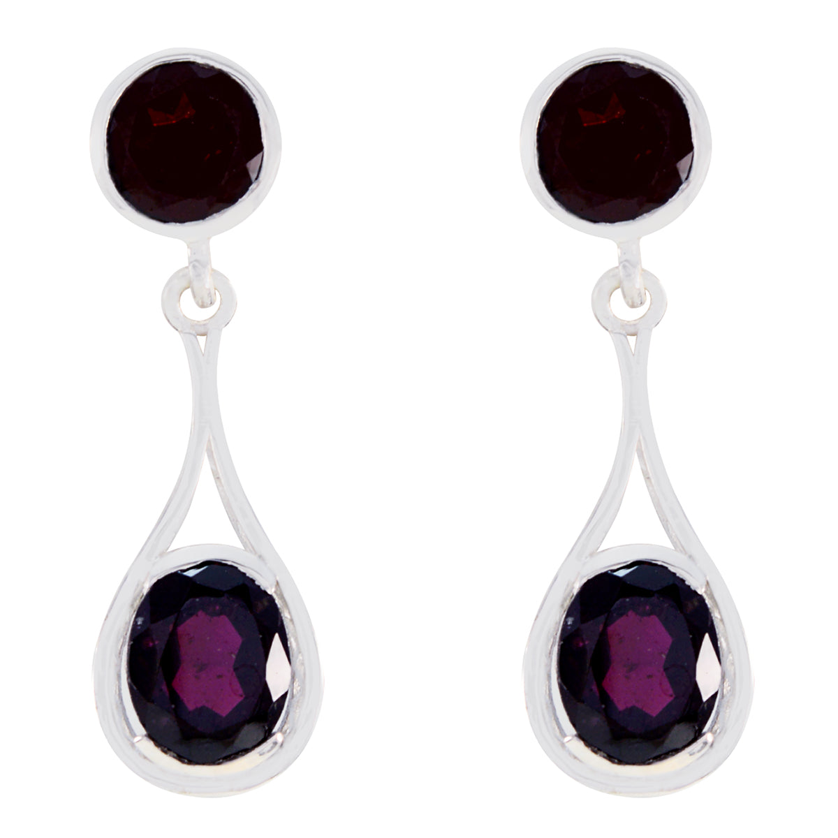 Harper Red Minimal multiple Stud Earring Garnet Red Stud
