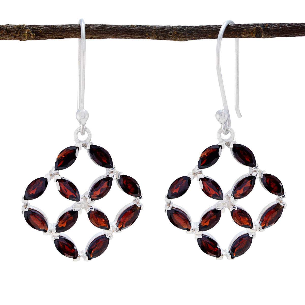 Elena Red Minimal multiple Dangle Earring Garnet Red Dangle