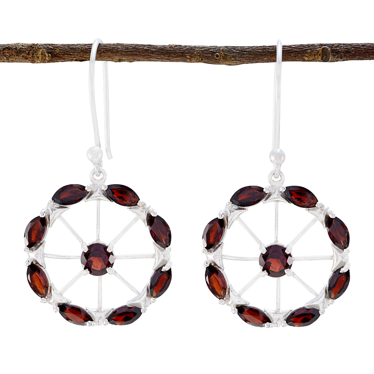Isabella Red Slim multiple Dangle Earring Garnet Red Dangle