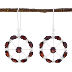 Isabella Red Slim multiple Dangle Earring Garnet Red Dangle