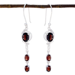 Ivy Red Slim multiple Dangle Earring Garnet Red Dangle