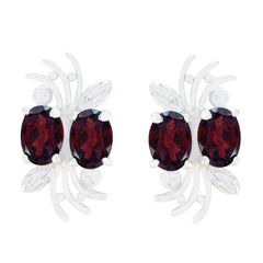 Lea Red Dainty multiple Stud Earring Garnet Red Stud