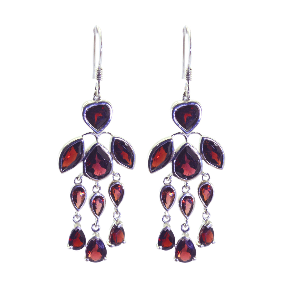 Chloe Red Mid weight multiple Dangle Earring Garnet Red Dangle