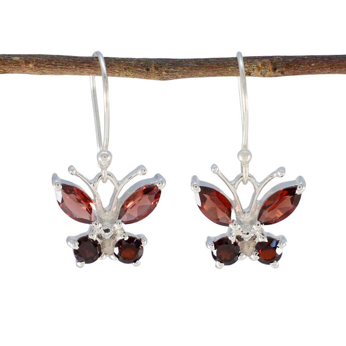 Evelyn Red Dainty multiple Dangle Earring Garnet Red Dangle