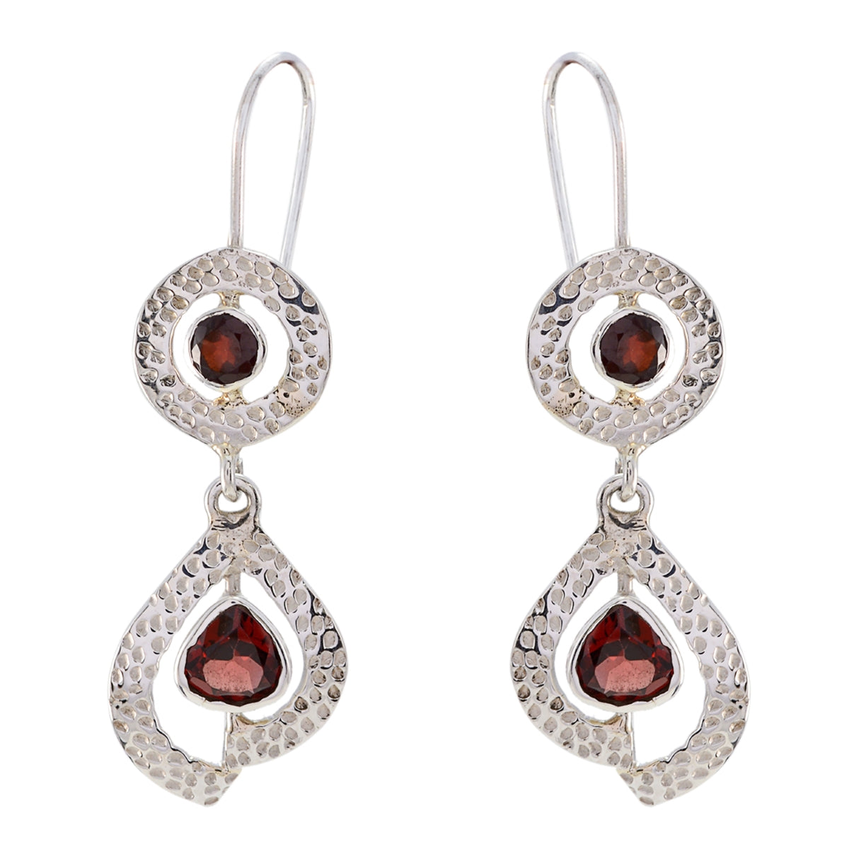 Nella Red Mid weight multiple Dangle Earring Garnet Red Dangle