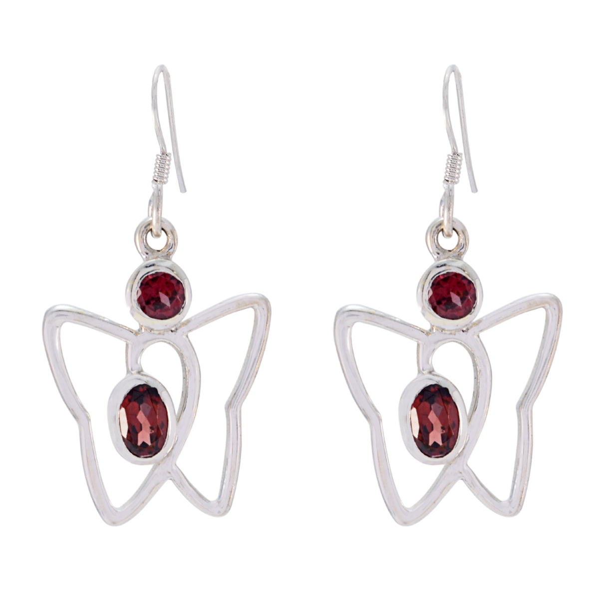 Olivia Red Slim multiple Dangle Earring Garnet Red Dangle