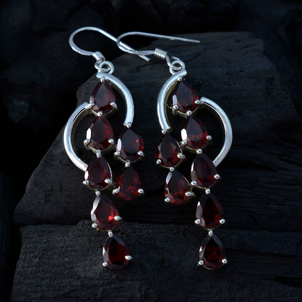 Amelia Red Edgy multiple Dangle Earring
