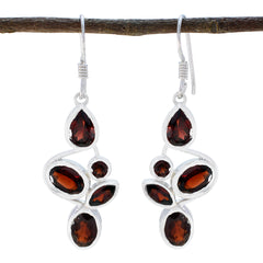 Aria Red Minimal Penta Dangle Earring Garnet Red Dangle