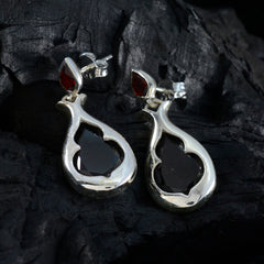 Emilia Red Edgy Toi et Moi Stud Earring
