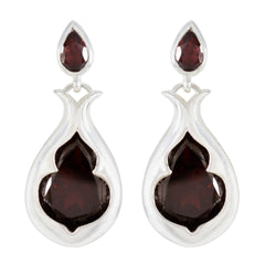 Emilia Red Edgy Toi et Moi Stud Earring Garnet Red Stud