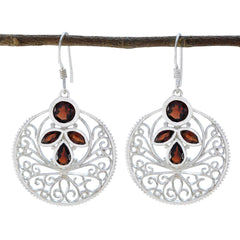 Ivy Red Edgy quarter Dangle Earring Garnet Red Dangle