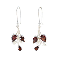 Camila Red Whisper thin Trilogy Dangle Earring Garnet Red Dangle
