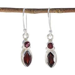 Aurora Red Whisper thin Toi et Moi Dangle Earring Garnet Red Dangle