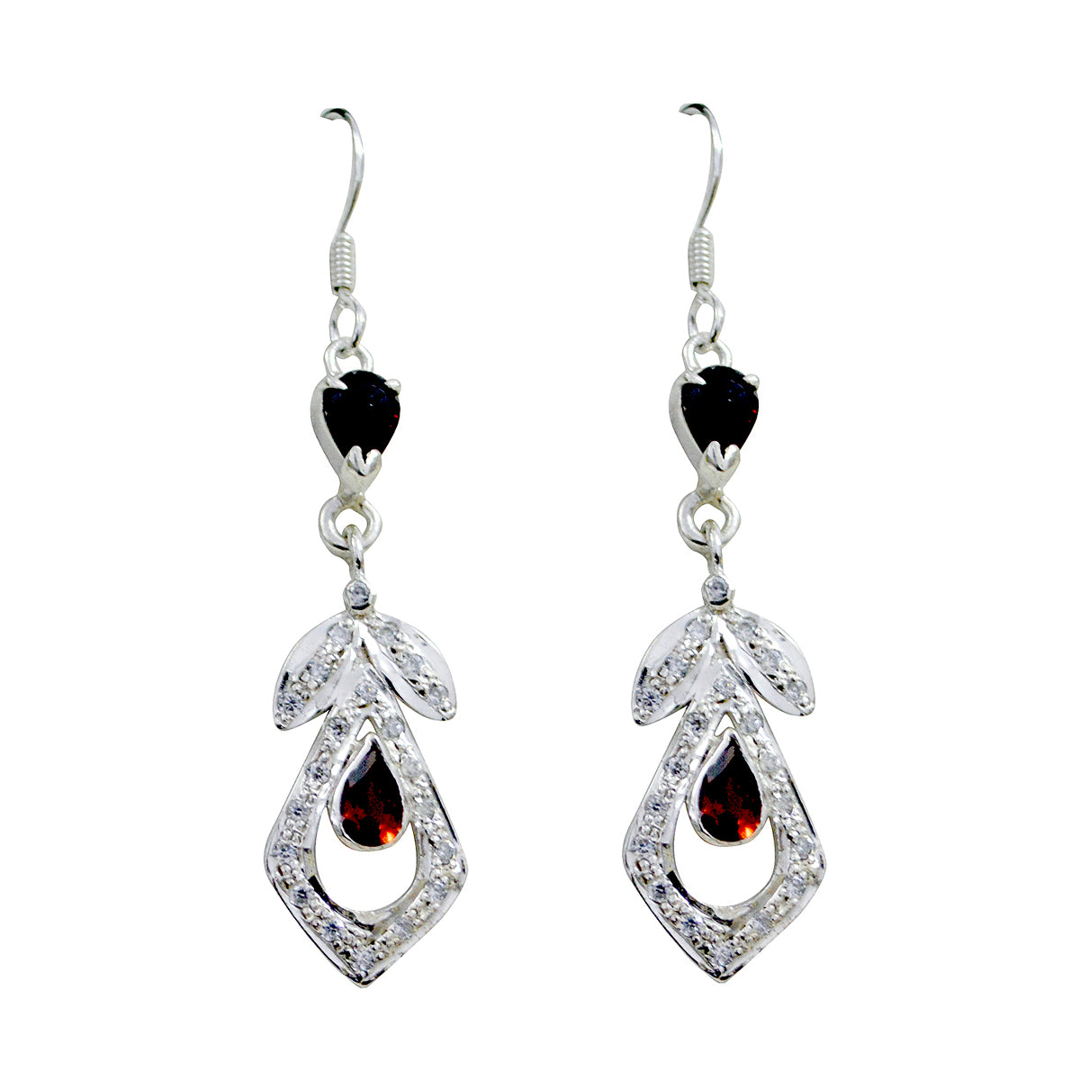 Yuki Red Dainty multiple Dangle Earring Garnet Red Dangle