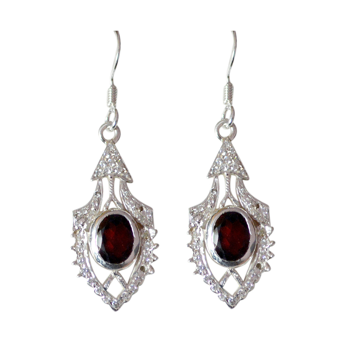 Agustina Red Dainty multiple Dangle Earring Garnet Red Dangle
