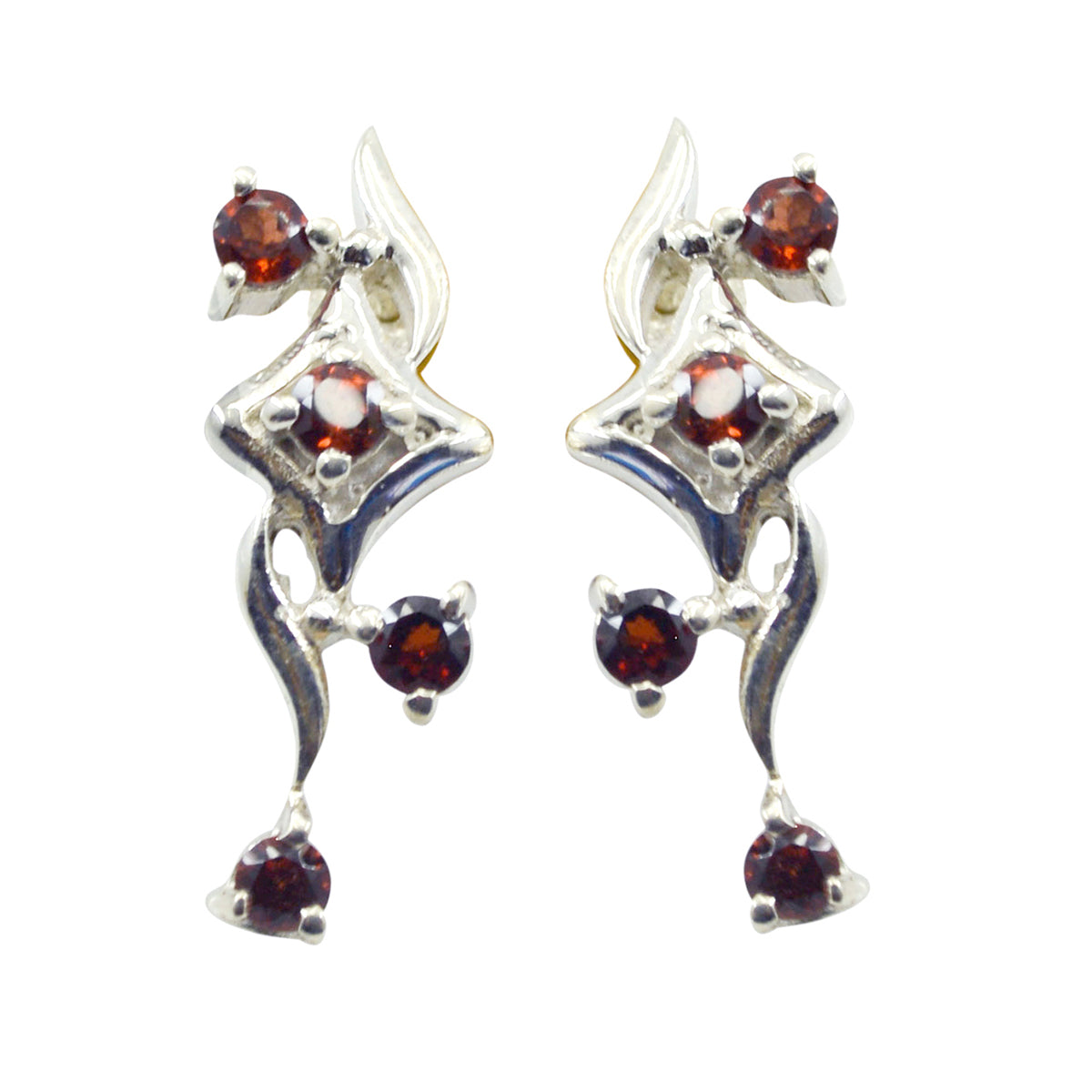 Josephine Red Dainty multiple Dangle Earring Garnet Red Dangle