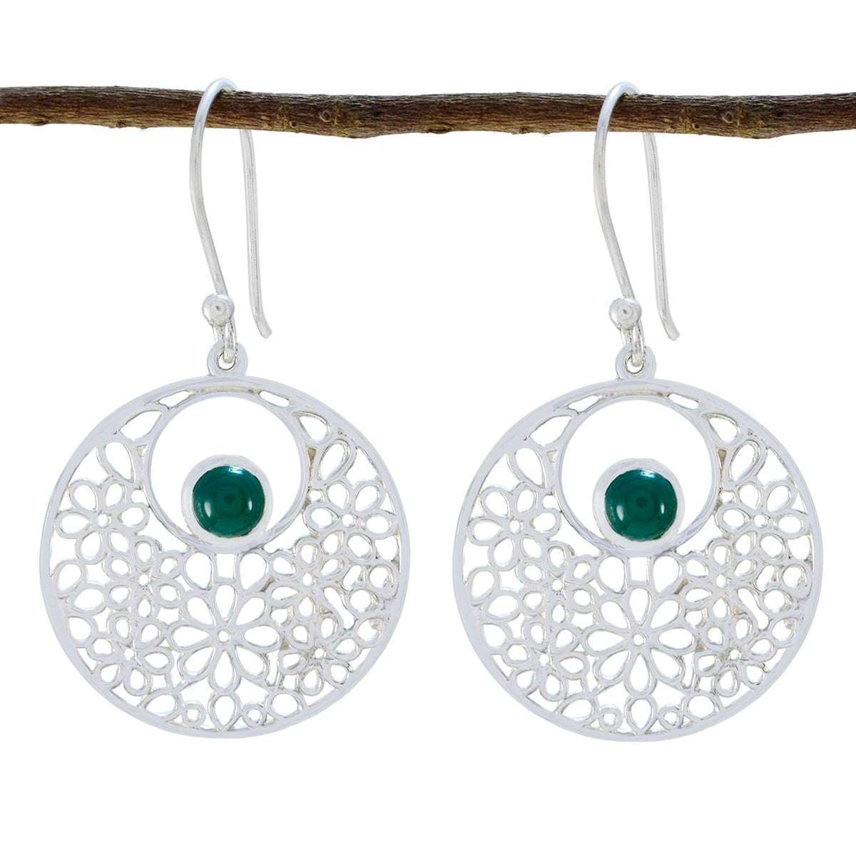 Constanza Green Eye catching Solitaire Dangle Earring Green Onyx Green Dangle