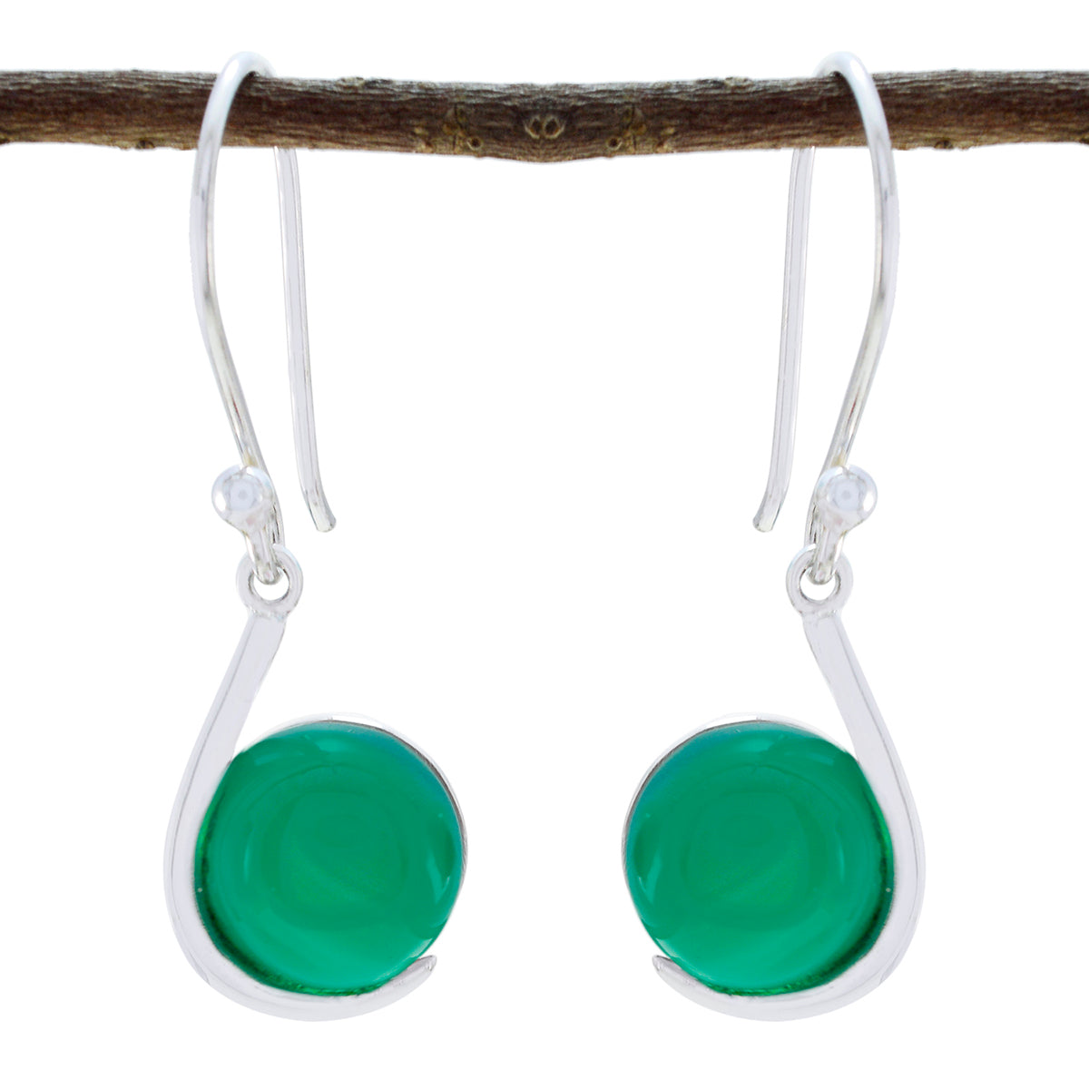 Daniela Green Featherlight Solitaire Dangle Earring Green Onyx Green Dangle