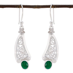 Dayana Green Eye catching Solitaire Dangle Earring Green Onyx Green Dangle