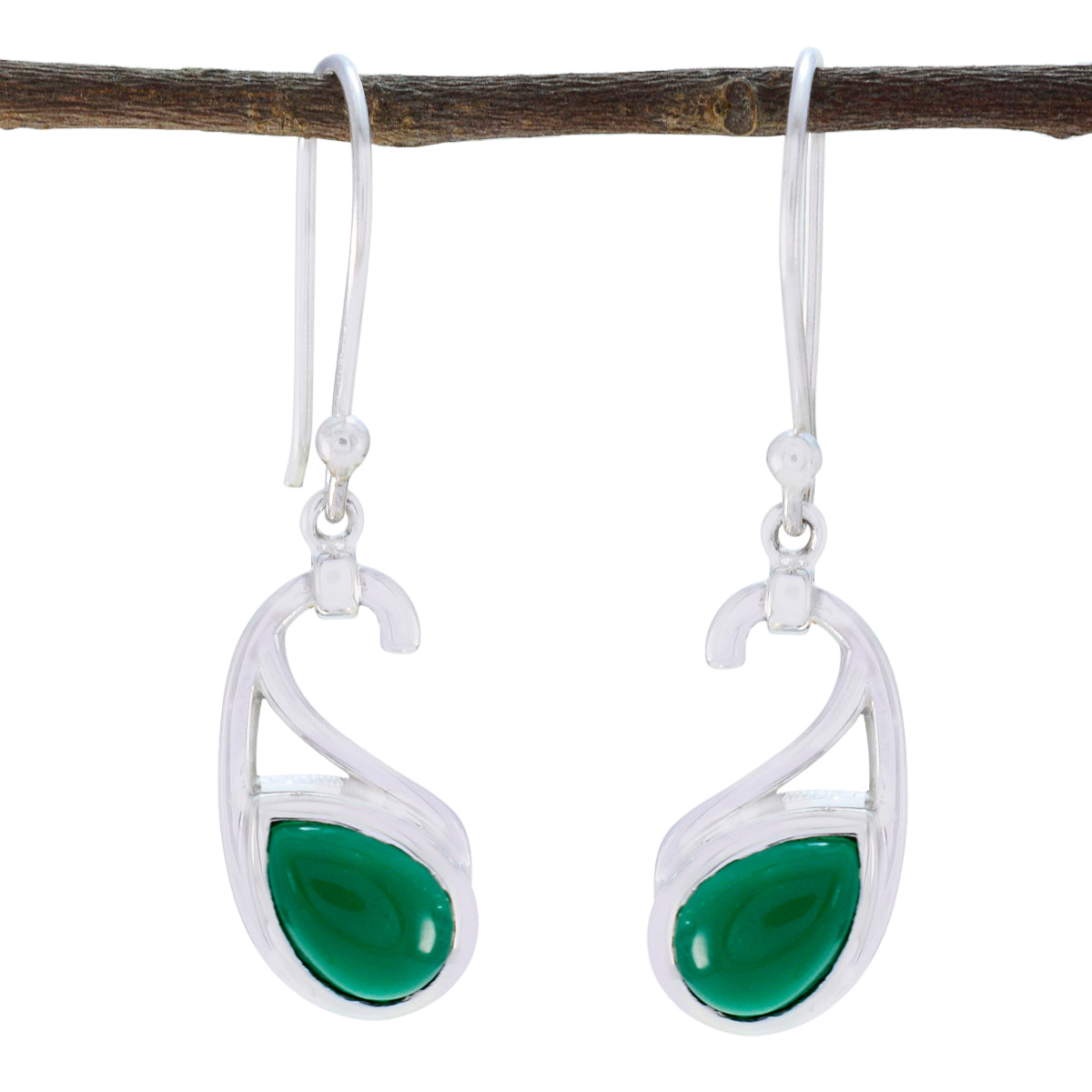 Elena Green Featherlight Solitaire Dangle Earring Green Onyx Green Dangle