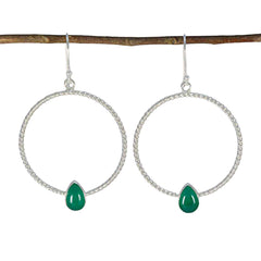 Florencia Green Tiny Solitaire Dangle Earring Green Onyx Green Dangle