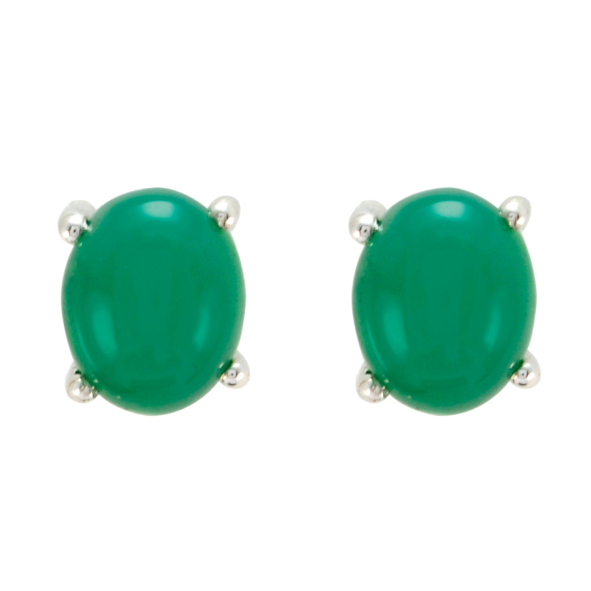 Bruna Green Delicate Solitaire Stud Earring Green Onyx Green Stud