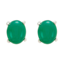 Bruna Green Delicate Solitaire Stud Earring Green Onyx Green Stud