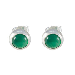 Clara Green Elegant Solitaire Stud Earring Green Onyx Green Stud