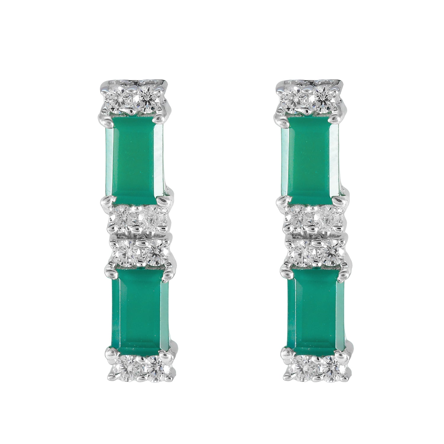 Paula Green Dainty multiple Stud Earring Green Onyx Green Stud