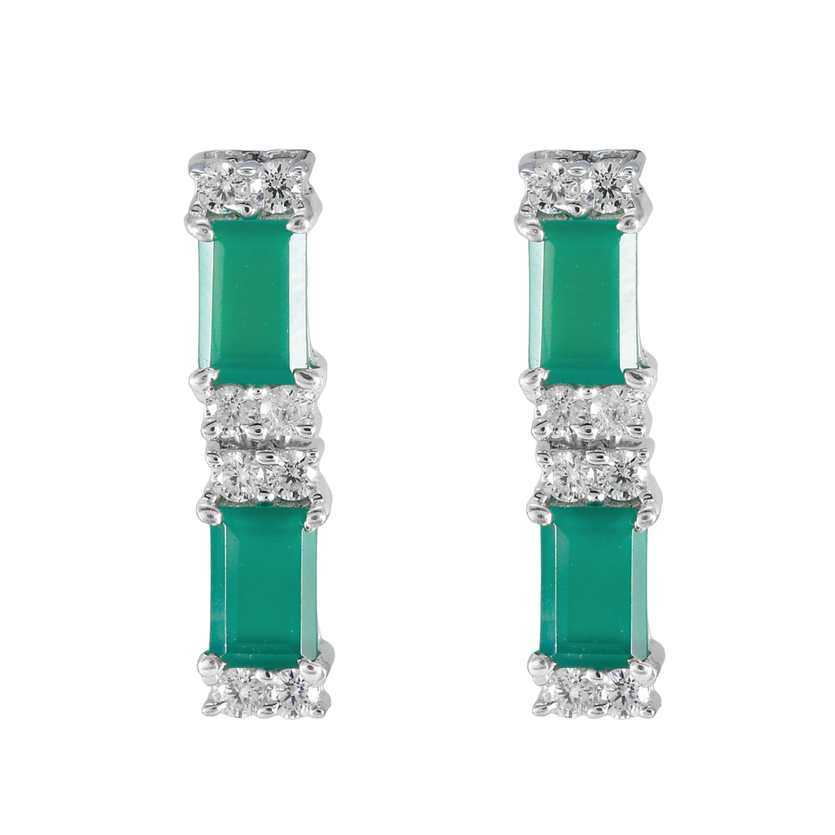 Paula Green Dainty multiple Stud Earring Green Onyx Green Stud