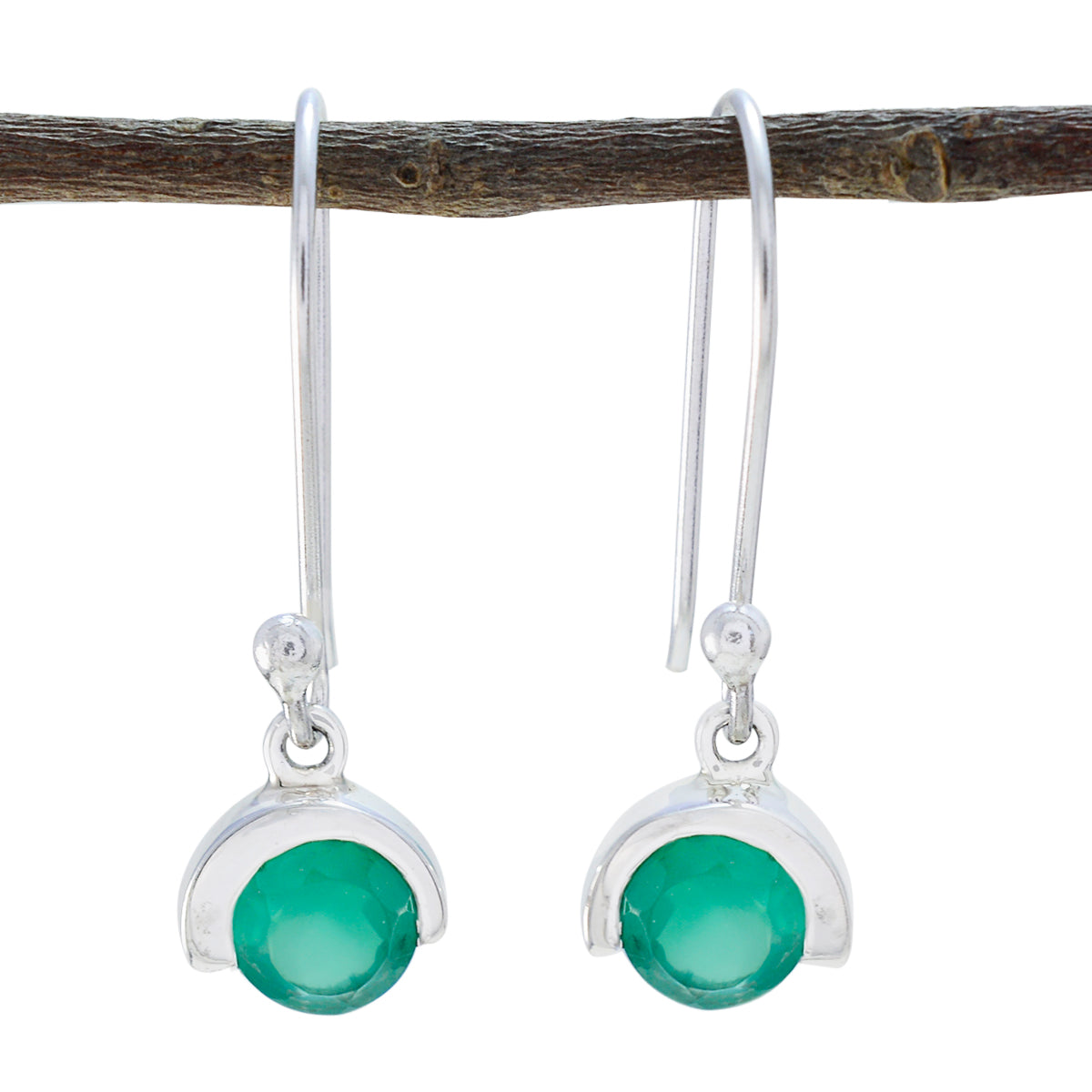 Alina Green Dainty Solitaire Dangle Earring Green Onyx Green Dangle