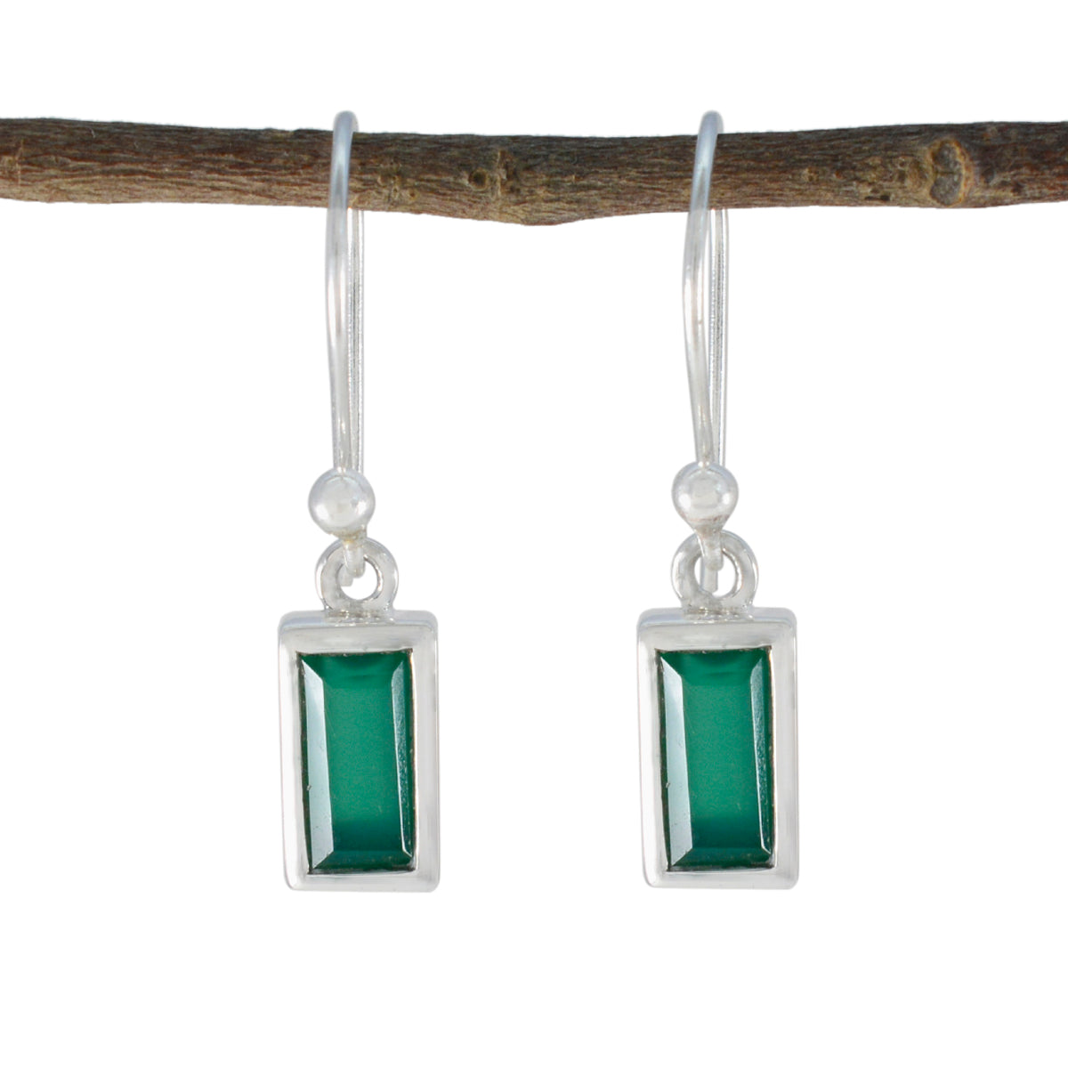 Lucia Green Dainty Solitaire Dangle Earring Green Onyx Green Dangle