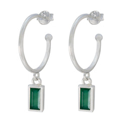 Sofia Green Slim Solitaire Dangle Earring Green Onyx Green Dangle
