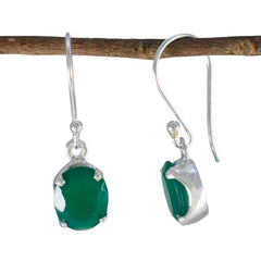 Laura Green Delicate Solitaire Dangle Earring Green Onyx Green Dangle