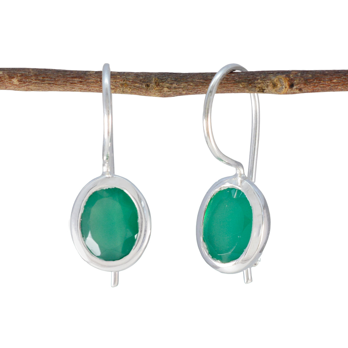Min seo Green Dainty Solitaire Dangle Earring Green Onyx Green Dangle