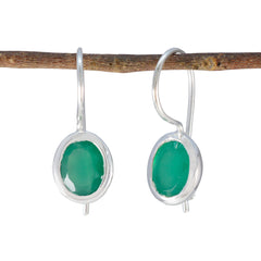 Min seo Green Dainty Solitaire Dangle Earring Green Onyx Green Dangle