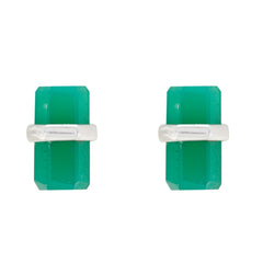 Lorena Green Delicate Solitaire Stud Earring Green Onyx Green Stud