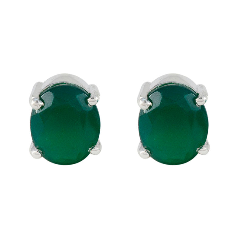 Natalia Green Dainty Solitaire Stud Earring Green Onyx Green Stud