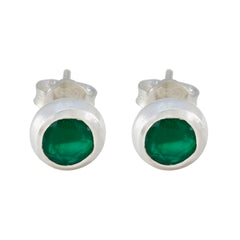 Eleanor Green Delicate Solitaire Stud Earring Green Onyx Green Stud
