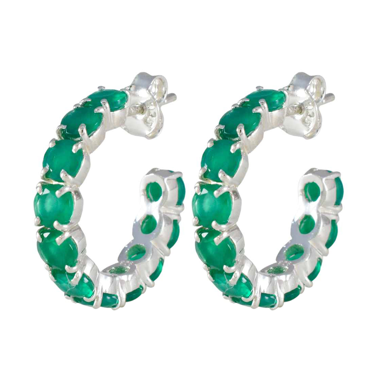 Isabella Green Slim multiple Stud Earring Green Onyx Green Stud