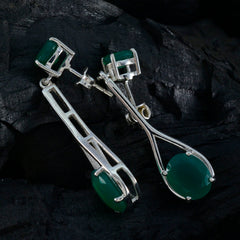 Jiwoo Green Minimal Toi et Moi Stud Earring