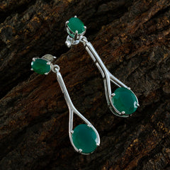 Jiwoo Green Minimal Toi et Moi Stud Earring