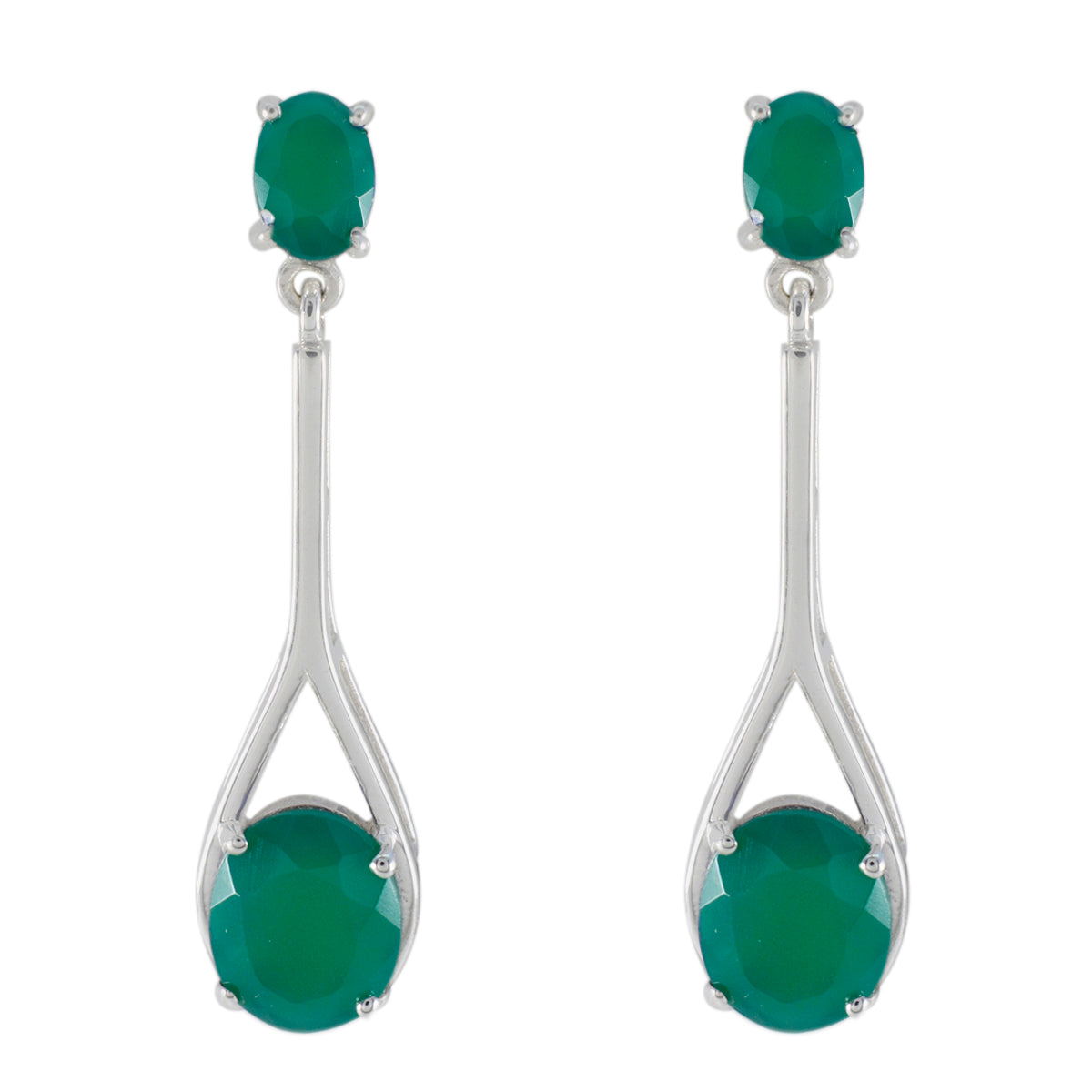 Jiwoo Green Minimal Toi et Moi Stud Earring Green Onyx Green Stud