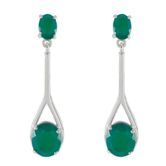 Jiwoo Green Minimal Toi et Moi Stud Earring Green Onyx Green Stud