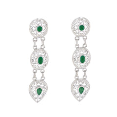 Florencia Green Edgy Trilogy Stud Earring Green Onyx Green Stud