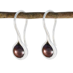 Victoria Grey Elegant Solitaire Dangle Earring Grey Pearl Gray Dangle