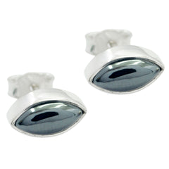 María Grey Elegant Solitaire Stud Earring Gunmetal Gray Stud