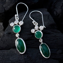 Hina Green Mid weight Toi et Moi Dangle Earring