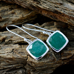 Milagros Green Dainty Solitaire Dangle Earring